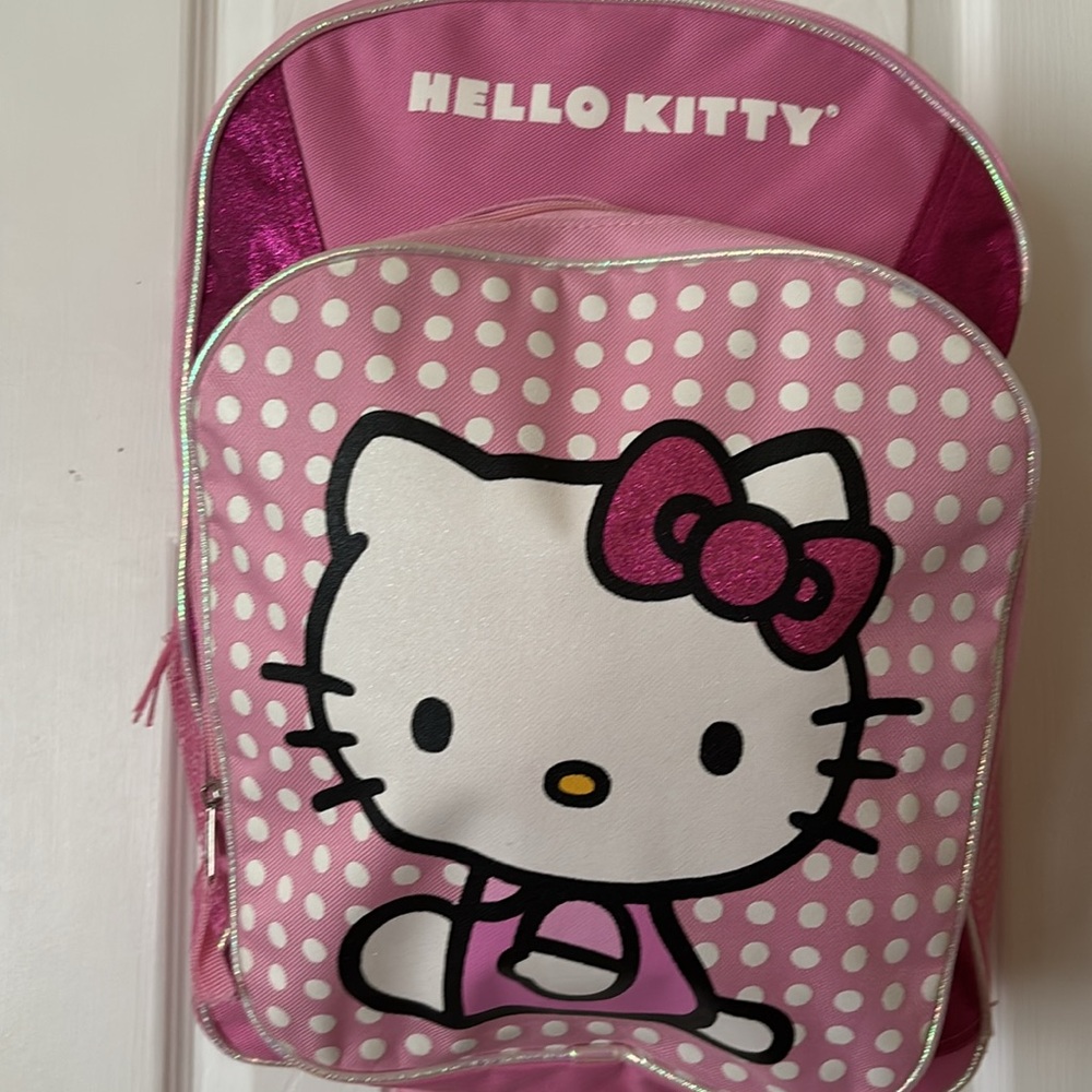 Backpack Hello Kitty new 15.5" x 11.5" padded straps storage zipper mesh pockets